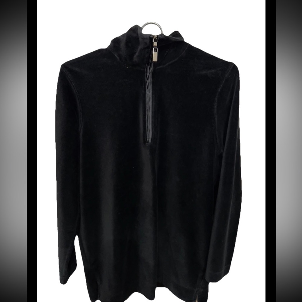 Black Velvet Half-Zip Pullover